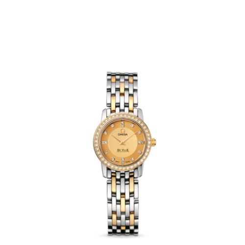 Omega De Ville Prestige Quartz 22 Stainless Steel / Yellow Gold / Diamond / Champagne / Bracelet